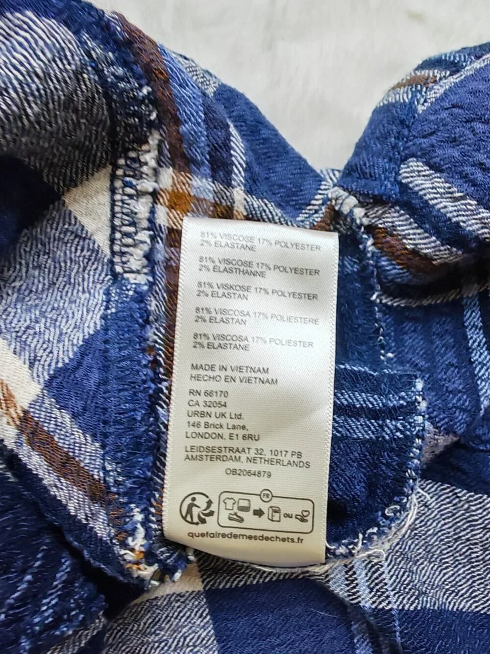 Free People We The Free By The Shore Plaid Shirt XS Blue Oversized V-Neck Pullov